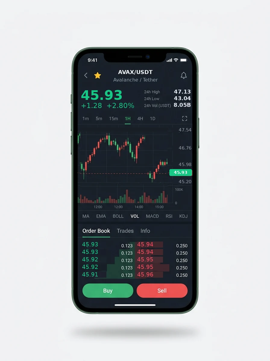 The same portfolio view on a phone screen